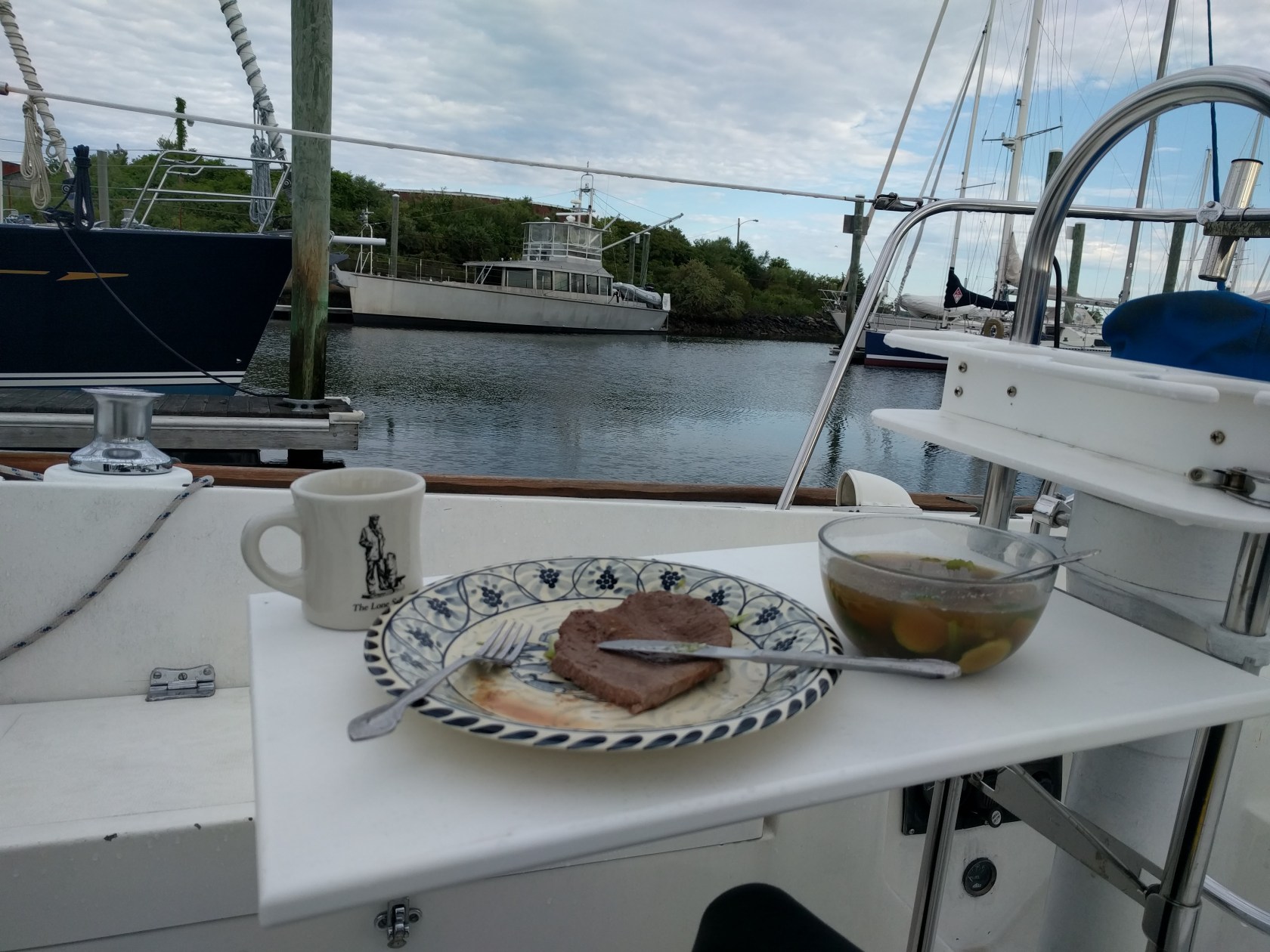 Dinner in the cockpit