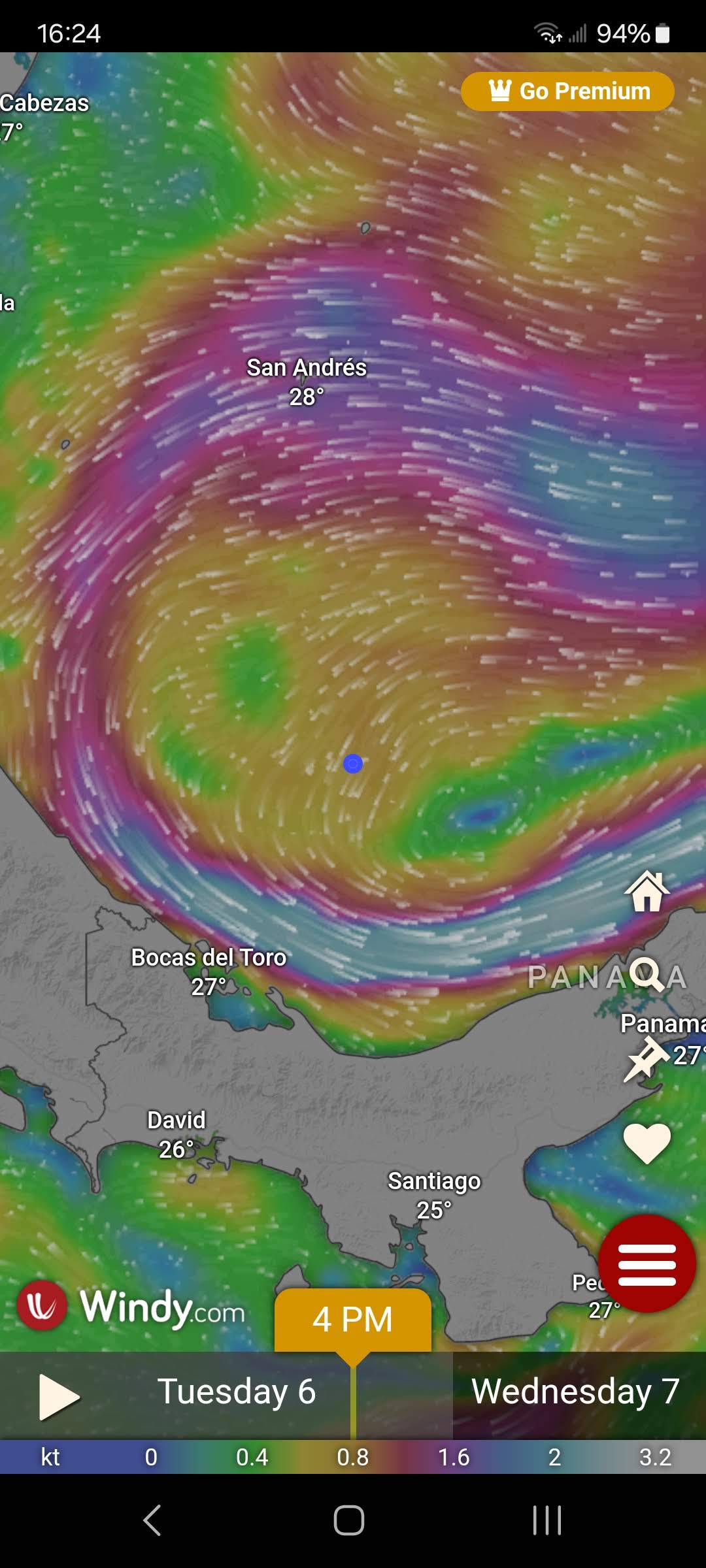 Current Map Near Panama