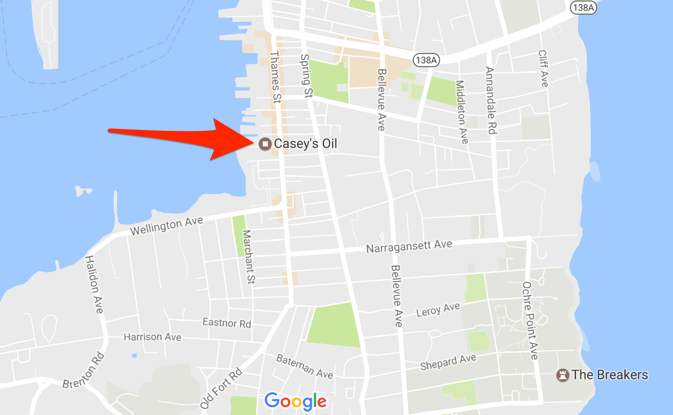 Map showing location of boat