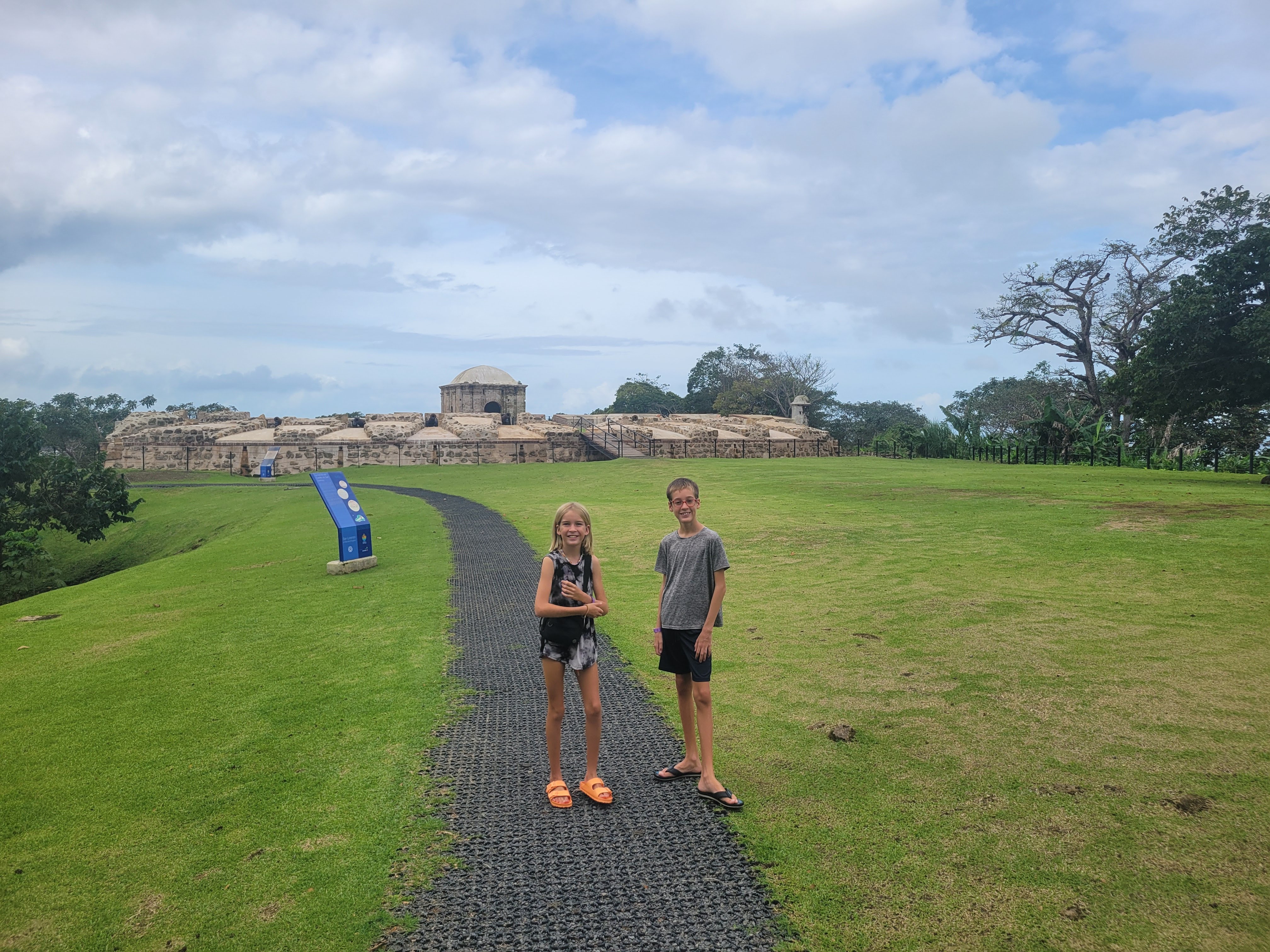 The Kids Near Dome At Castillo De San Lorenzo Real De Chargras